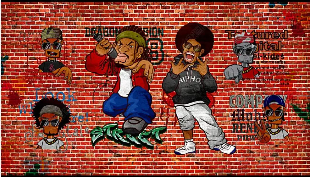 

3d wallpaper custom photo mural Hip Hop Art Street Graffiti Catering KTV Wallpaper for walls in rolls home decor bedroom