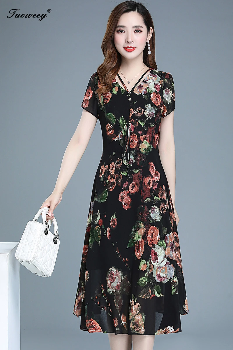 

2021 summer style mid calf 5XL sexy Plus Size floral Dresses Women Elegant Korean v-neck Dress Party short Sleeve Vestidos
