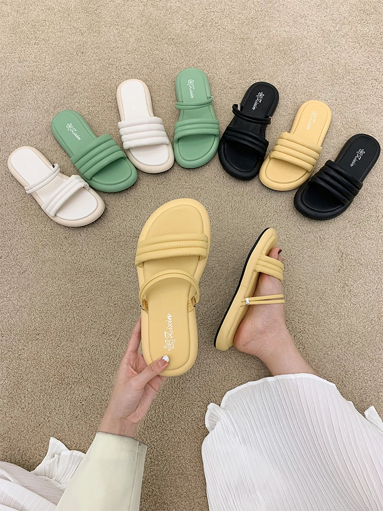 

Slippers Women Summer Luxury Slides Shoes Pantofle Platform Shale Female Beach Designer 2021 Flat Soft Sabot Fashion Basic Rubbe