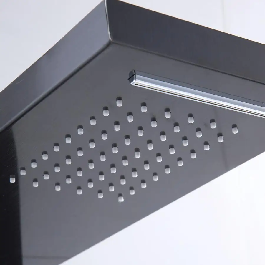 Душевая панель из нержавеющей стали черная колонна смеситель 6 струй с