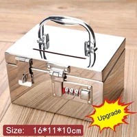 mirror stainless steel childrens piggy bank password lock box for savings coins banknotes money box portable