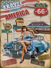 Старинные металлические оловянные маркеры Highway Route 66 для путешествий по США, 1950s, 1950s, для кинотеатра