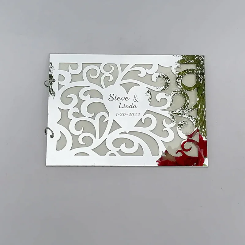 Заказное акриловое зеркало с белым пустым Гостевая книга для свадьбы Подпись