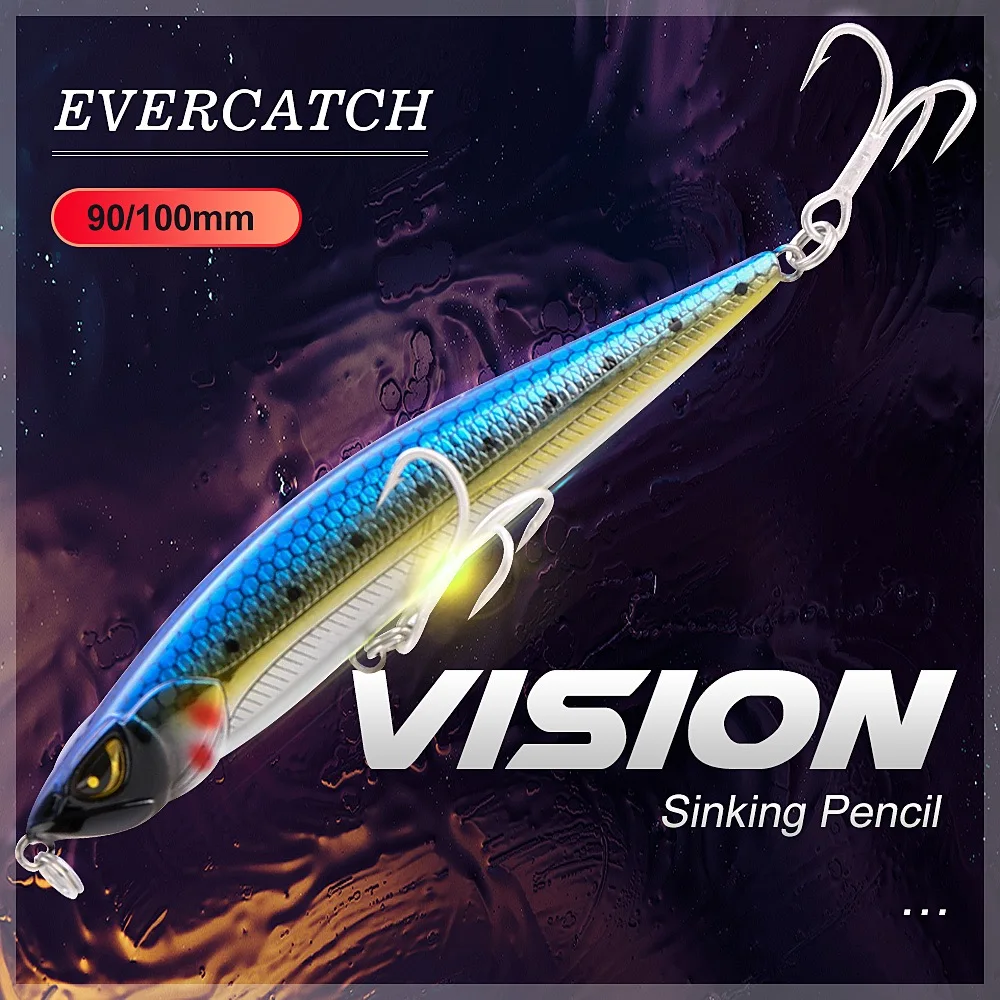 Evercatch vision 90/100 мм Тонущий Карандаш subsurface jerkbait гольян жесткая наживка воблеры для