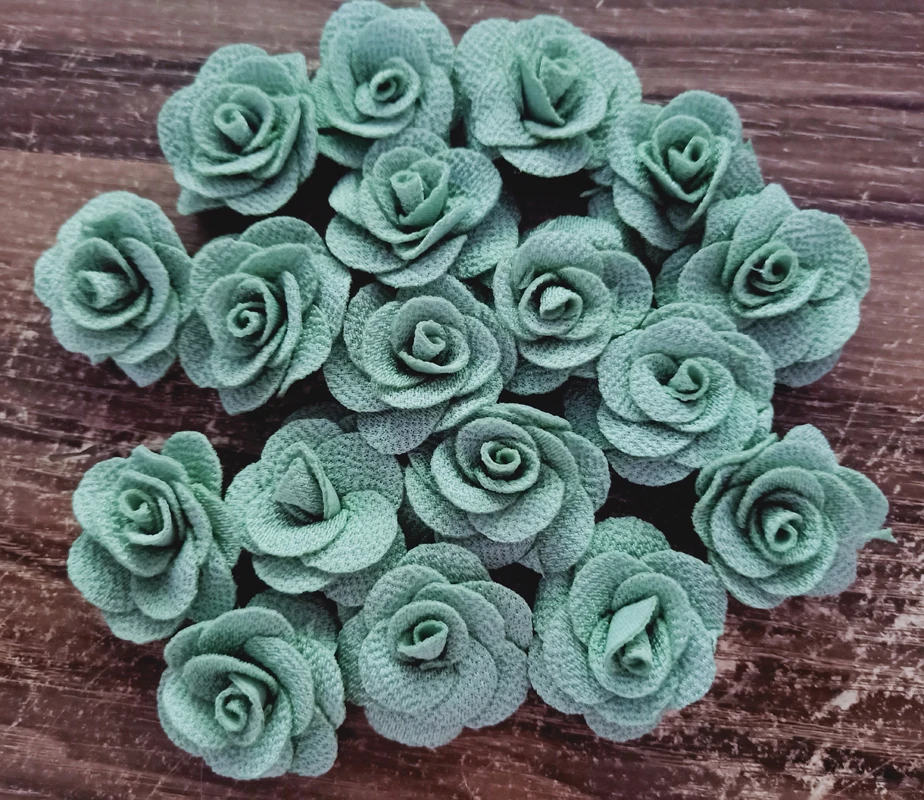 mint green 10 шт./упак. Размер 4 см Ткань Роза цветок ручной работы Цветы из ткани ручной DIY Материал Букеты Свадебные для волос в форме цветка Ткань аксессуары - Цвет: mint green