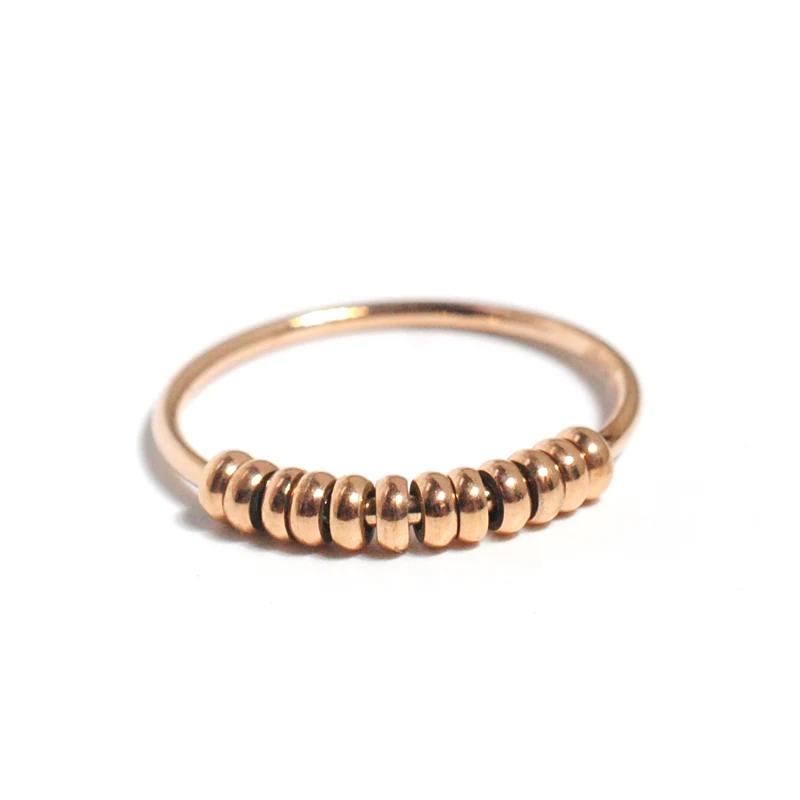 

YUN RUO 2020 Rose Gold color Fashion Brand Titanium Steel Beads Ring Couple Woman Jewelry Engagement Drop shipping Never Fade