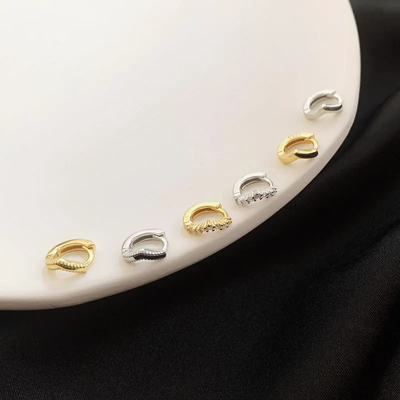 

925 Sterling Silver Cute Small Buckle Circle Earrings Exquisite Micro Zircon Hoop Earrings Engagement Jewelry Anniversary Gift