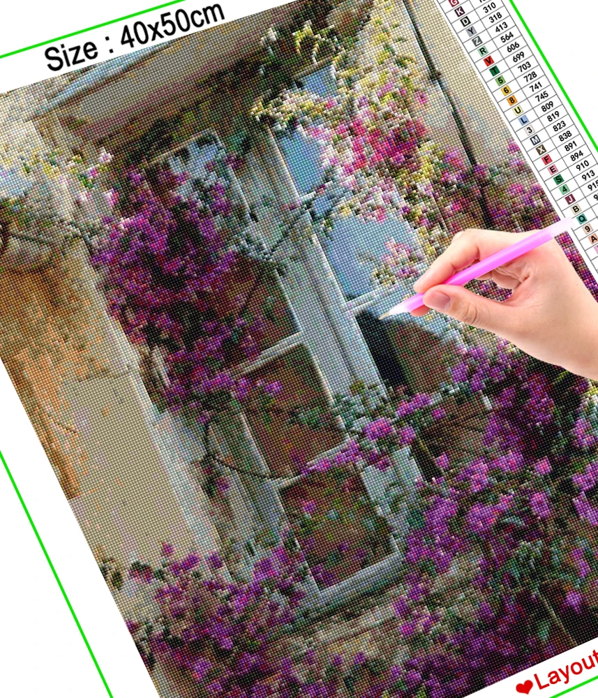 Алмазная живопись HOMFUN вышивка крестиком 5D лестница дверь окно сделай сам полная