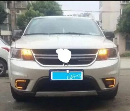 Светодиодный фонарь дневного света для Dodge Journey Fiat Freemon желтый указатель поворота стиль реле DRL противотуманная фара украшение