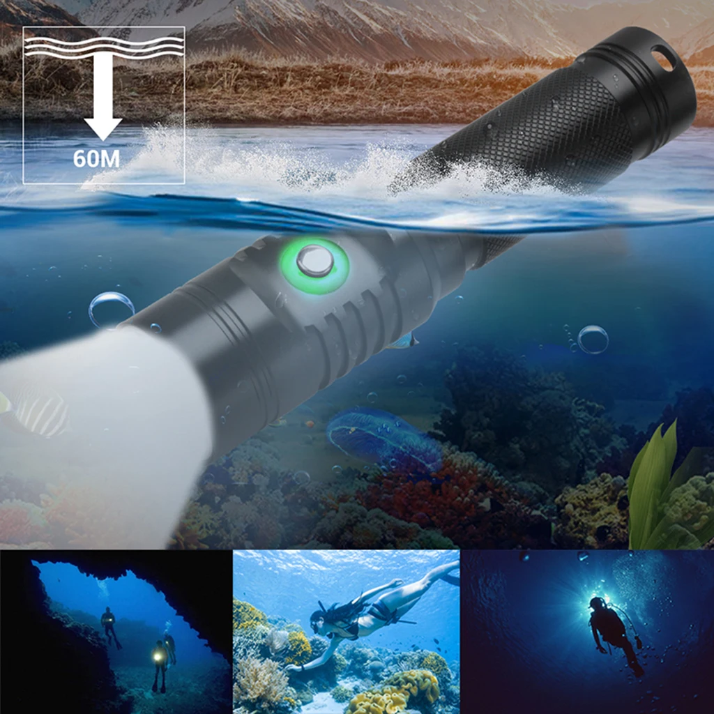

1000LM Diving Flashlight Professional Water Sports Waterproof LED Touch Lamp