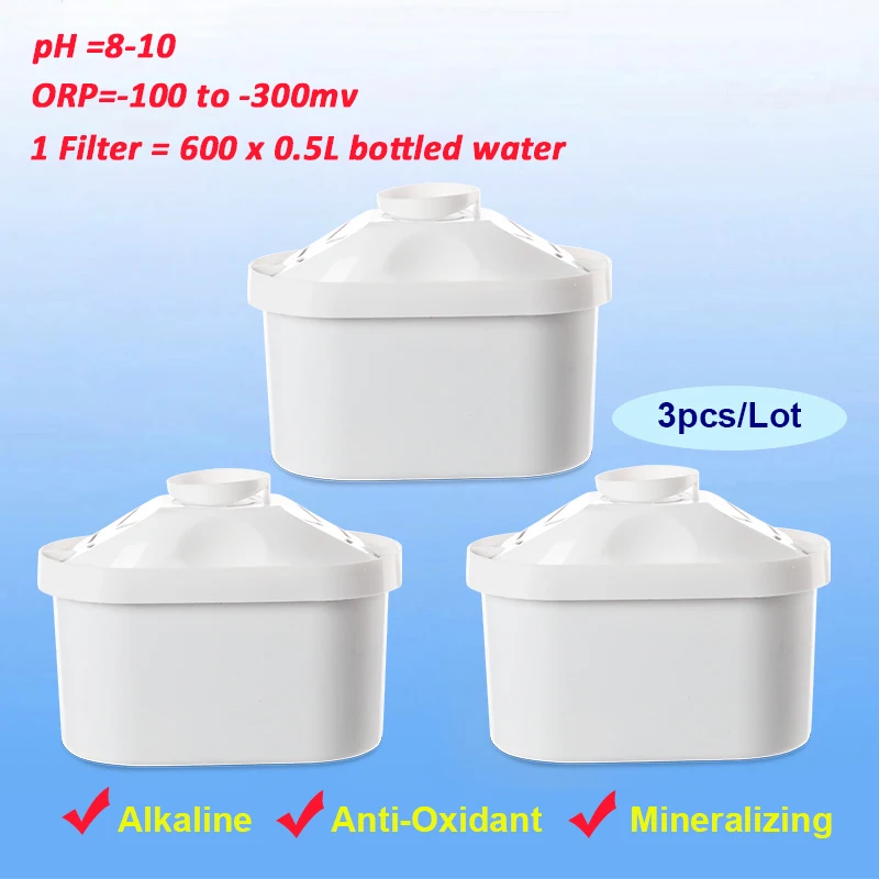 Щелочной заменяемый картридж для фильтра воды pH 8-10 ORP -100 мВ до-300 заправка кувшина