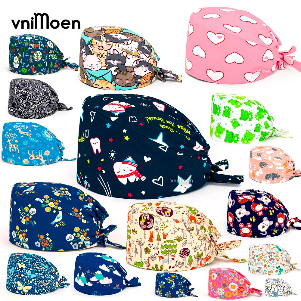 Регулируемая шапка-скраб для мужчин и женщин хлопковая шапка с принтом Рабочая