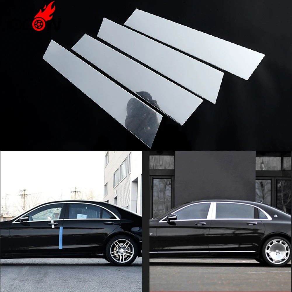 Глянцевая Серебряная лента для Mercedes Benz S Class W222 Sedan 2014 2019 автомобильная дверь Окно B