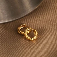 gold huggie hoop earrings small bamboo hoops for women everyday jewelry