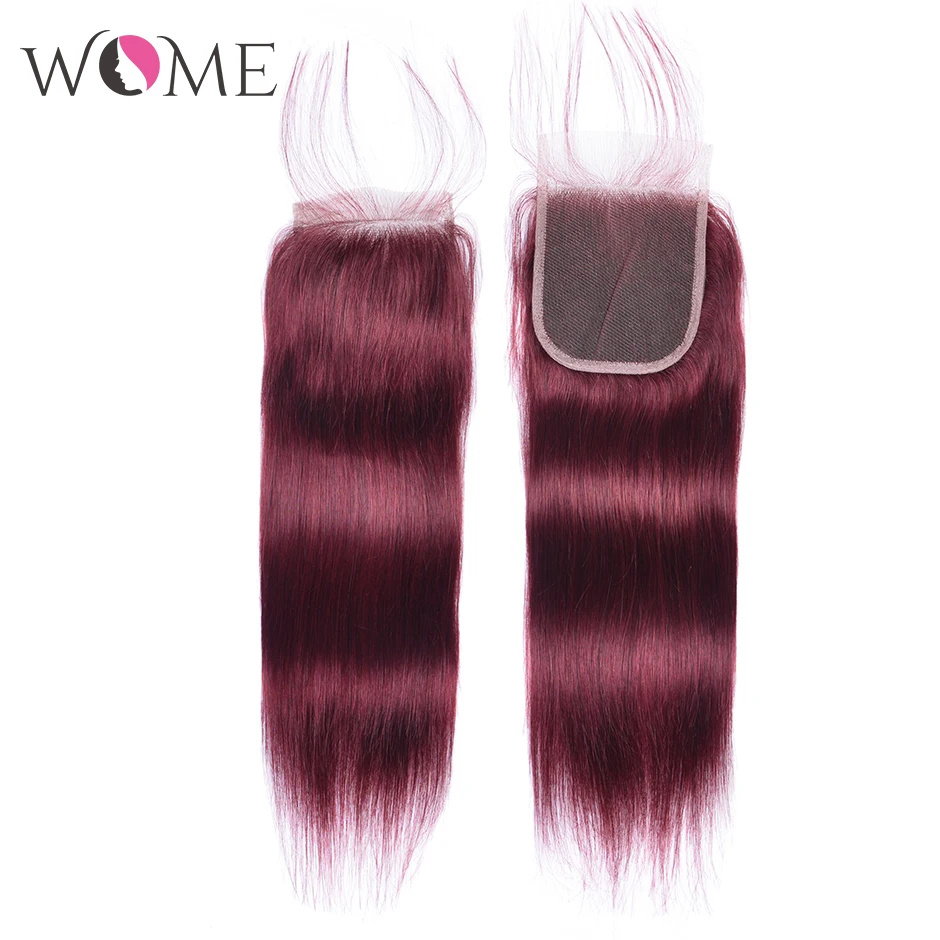 Женские бордовые пряди с закрытием цвет красного вина 4 пучка не Реми волнистые