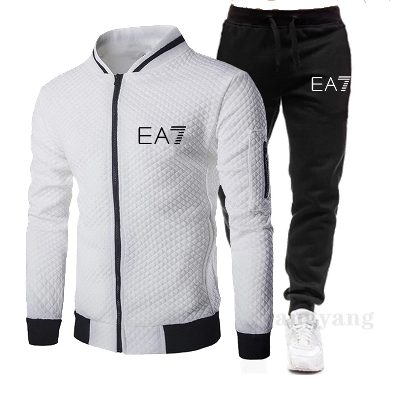 

EA7 New Sports Brand Men's Suit Zipper Hooded Jacket Casual Sportswear Autumn and Winter Warm and Velvet Men's Clothing 2 orders