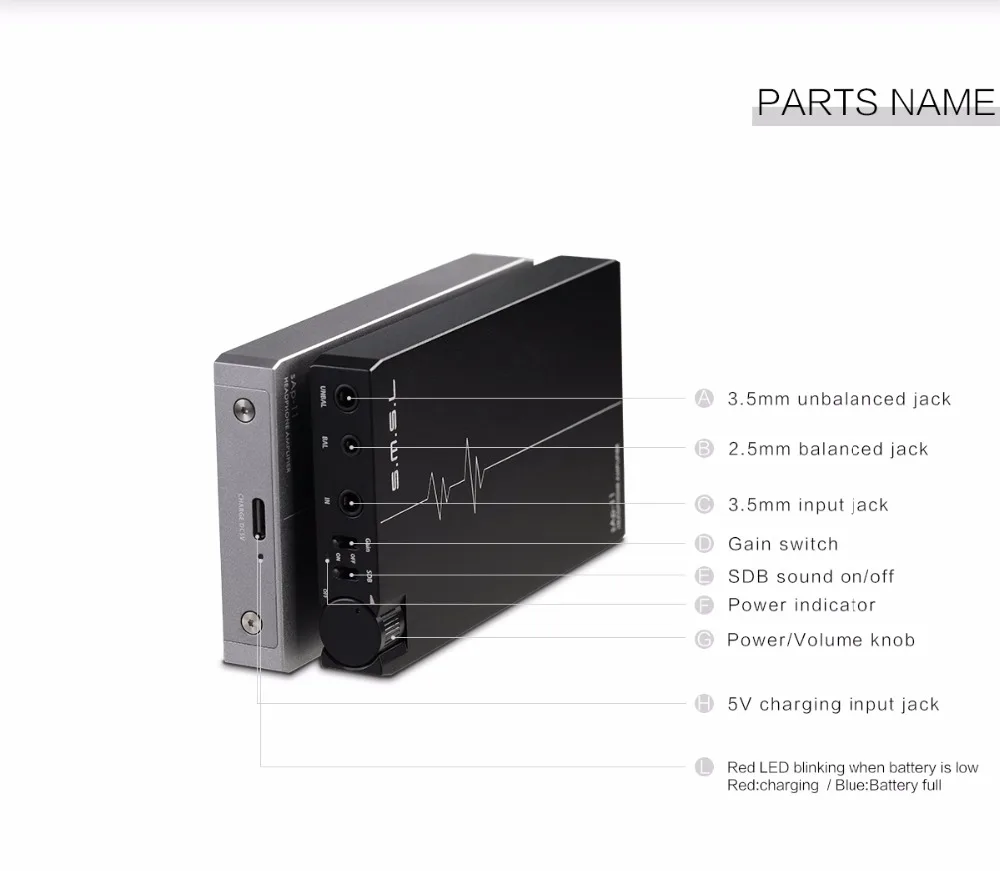 SMSL SAP-11 HiFi аудио TPA6120A2 портативный усилитель для наушников усилитель встроенный "SMSL динамический бас" 2,5 мм сбалансированный выход 3,5 мм