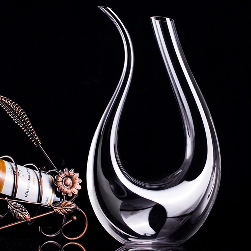 

Crystal U-shaped 1500ml Wine Decanter Harp Swan Decanter Creative Wine Separator Clear Wine Aerator Glass Wine Decanter Bottle