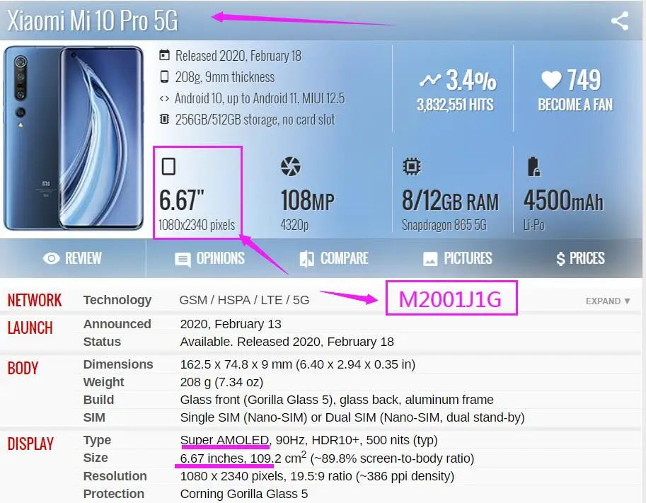 Pantalla LCD de 6,67 "para Xiaomi Mi 10 PRO 5G M2001J1G, montaje de digitalizador con pantalla t&aacute;ctil, repuesto para tel&eacute;fono Xiaomi Mi10 LPDDR5-1