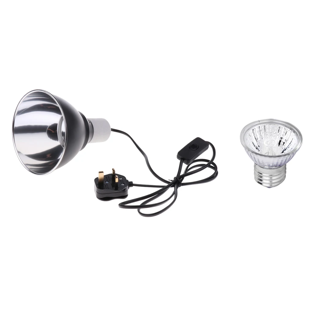 E27 50W Reptile Halogen Light Bulb UVA UVB + Dome Lamp Holder UK Plug 220V | Дом и сад