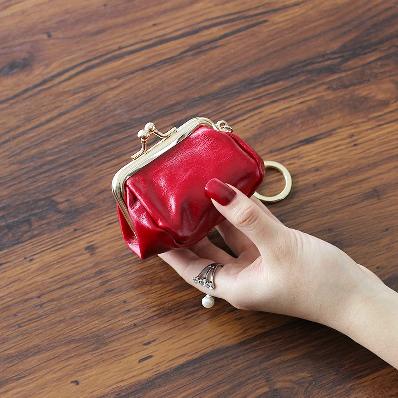 

Mini Cute Korean Wallet Women Coin Holder Genuine Leather Unique Snap Wallet Women Minimalist Cartera Mujer Money Bag DE60NQB