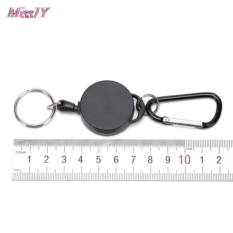 Key Ring Keyring Steel Cord black Wire Rope Keychain Badge Reel Retractable Recoil Anti Lost Ski Pass ID Card Holder 6.5*3.2cm | Украшения