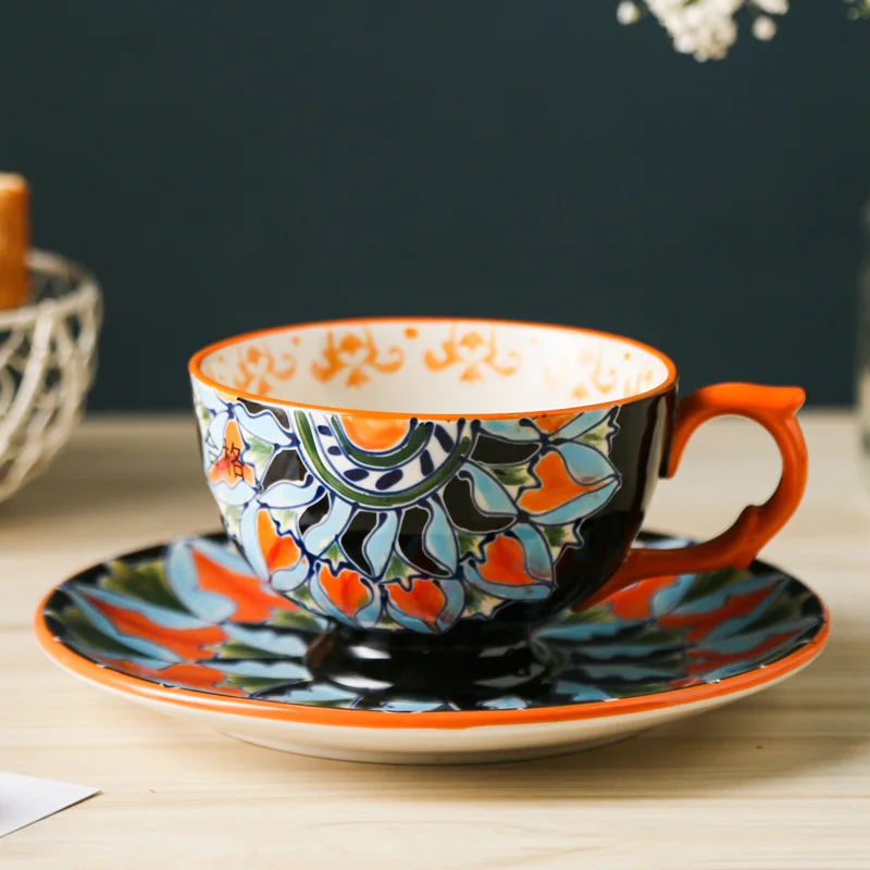 

Creative Ceramic Cup Nordic Handmade Coffee High Quality Saucer Set Eco Friendly Cup Taza Ceramica Kitchen Drinkware DB60BD