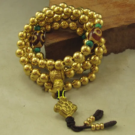 

Tibetan pure brass 9mm, pure copper bead 108 Buddhist beads beads bracelet, weighing about 400g