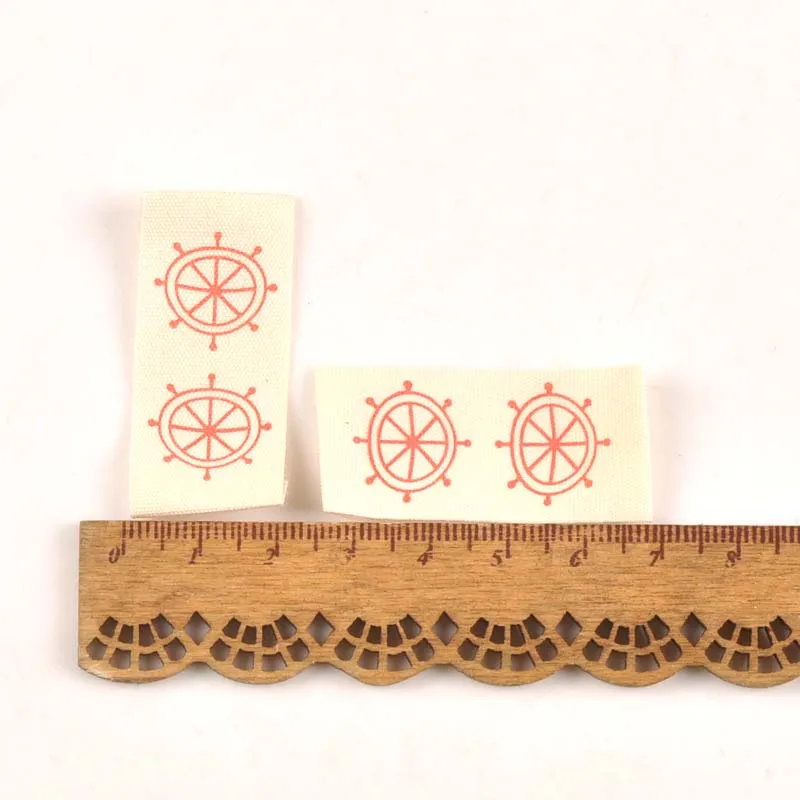 Смешанные 50 шт навигационные печатные бежевые хлопковые тканые этикетки для