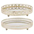 Стеклянный поднос в европейском стиле, железный поднос из нежного стекла с зеркальной основой, настольный поднос для хранения ювелирных украшений и косметики