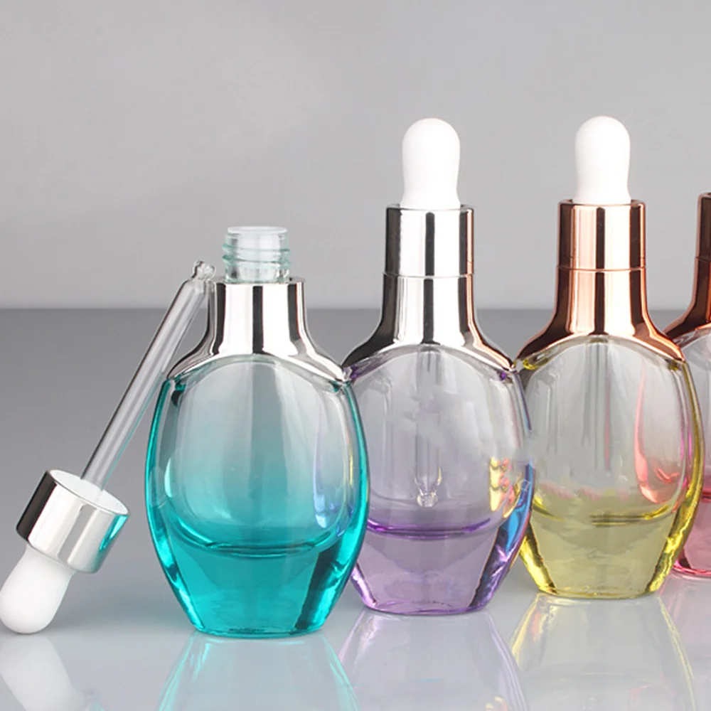 

5Pcs 30ml Essence Dropper Bottle Essential Oil Bottle Empty Bottle Subpackging Bottle (Orange, Golden, Dark Purple, Light Purple