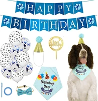 dog birthday bandana and hat set reusable puppy dog birthday party suppiles brithday decoration for smallmediumlarge dog