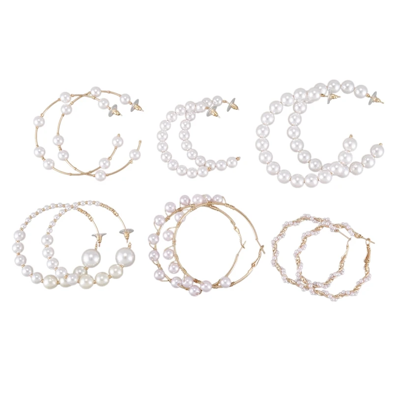 Модные жемчужные c образные серьги женские простые дикие полукруглые 6