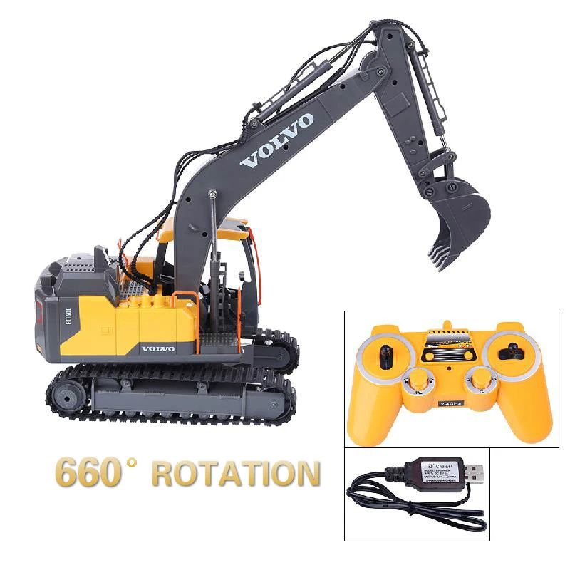 E568 RC Excavator 1:16 2.4G 3in1 Alloy 17CH Big Trucks Simulation Excavator Remote Control Car 3-Type Engineer Vehicle Toys Boys enlarge