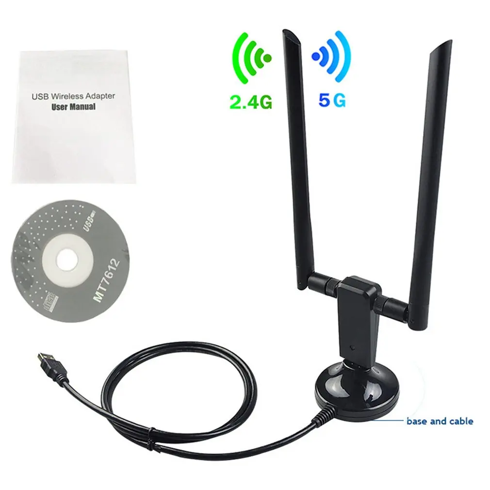 

1200mbps Long Range Dual Band 5ghz Wireless USB 3.0 Wifi Network Adapter Antennas for Home Office Desktop Laptop PC 802.11n 2.4G