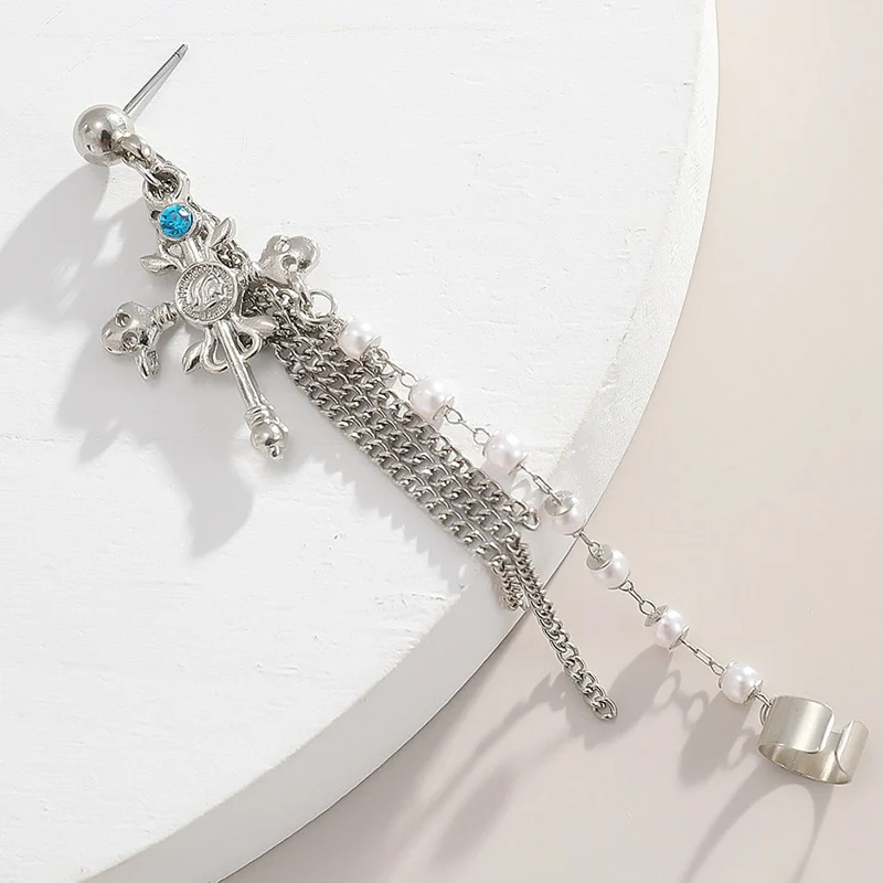 

1PC Trendy Simple Palace Style Silver Color Cross Dangle Temperament Earrings For Women Elegant Party Jewelry Earring Gift