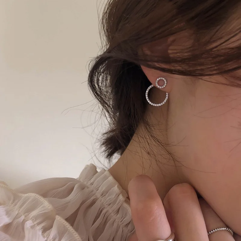 

S925 серебряные блестящие стразы женские серьги модные высококачественные очаровательные круглые серьги для женщин ювелирные изделия