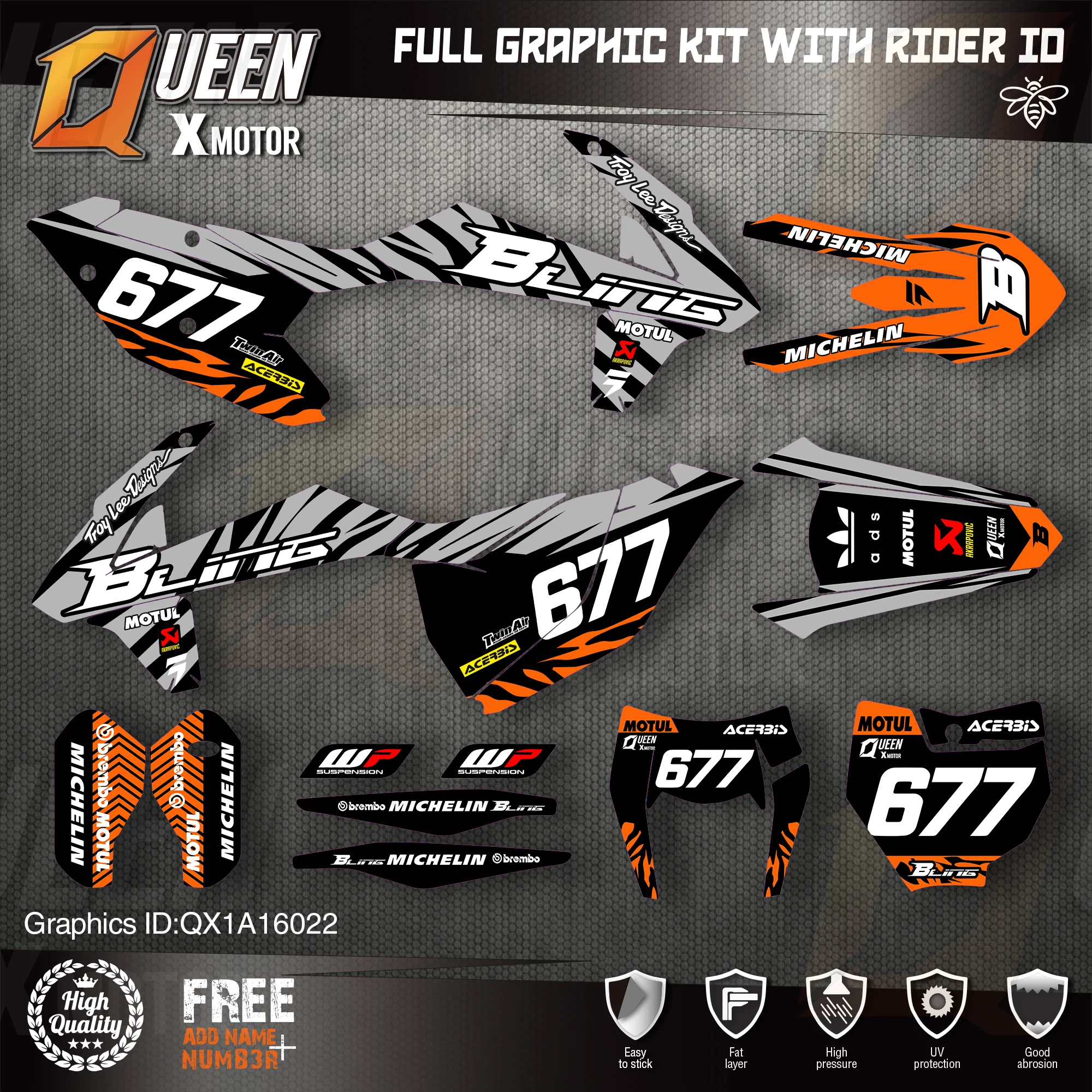 Оригинальные графические наклейки QUEEN X MOTOR Team Набор наклеек для KTM 2016 2017 2018 SX SXF 2019