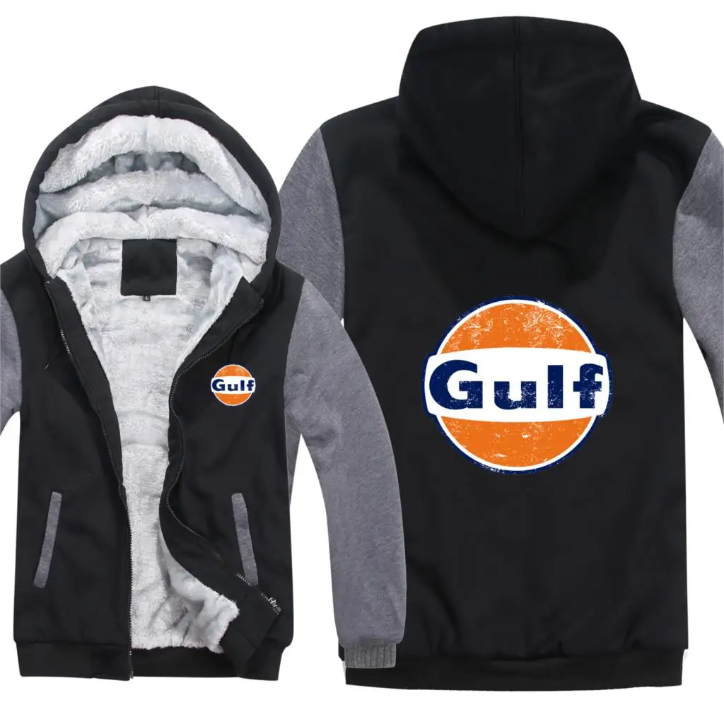 

Gulf Oil Hoodies Winter Men Fashion Wool Liner Jacket Gulf Oil Sweatshirts Men Coat