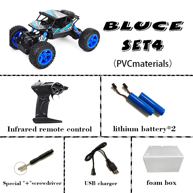 PVC bluce1battery 1:18 4wd автомобиль с дистанционным управлением, Радиоуправляемый автомобиль, 2,4g, автомобиль с дистанционным управлением, скалолазание, игрушечный автомобиль, шоссе, грузовик, детский - Цвет: PVC bluce1battery