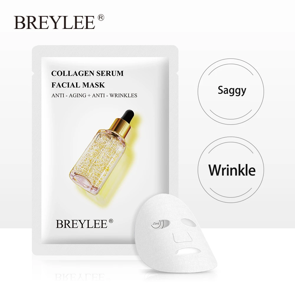 BREYLEE 24K Золотая Сыворотка Коллагеновая маска для лица увлажняющая отбеливающая