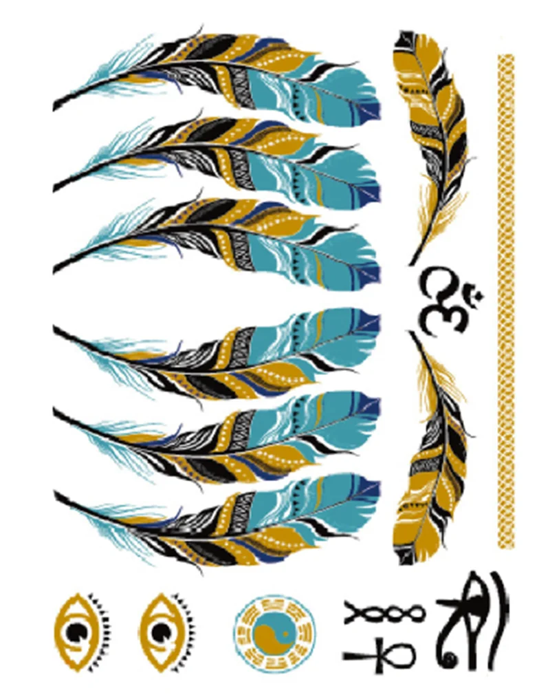 1 лист блестящих металлических золотых перьев в стиле бохо блестящие ювелирные