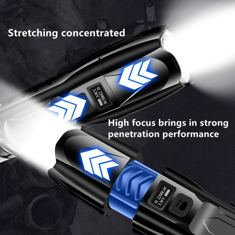 Verkaufen Neue Xhp90 Highlight Power Taschenlampe Aluminium Legierung Freien Wasserdichte Intelligente Elektrische Display Taktische Taschenlampe Mini Taschenlampe