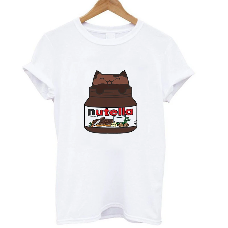 Модный женский топ Nutella с круглым вырезом и коротким рукавом футболка принтом