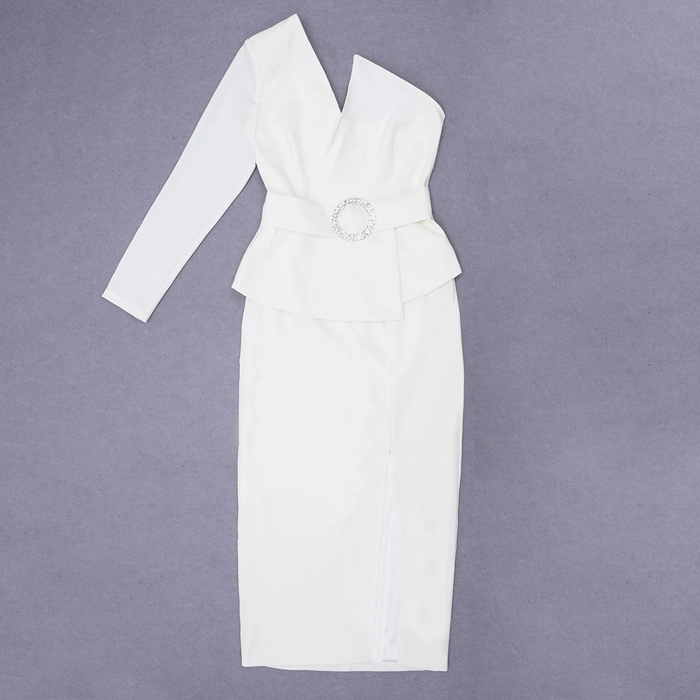 

2020 high quality sexy women white one - shoulder sleeveless Bodycon Celebrity evening Party Bandage dresses wholesale