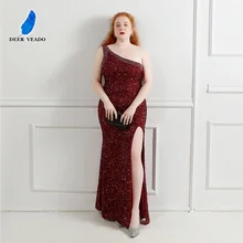 Deerveado plus size vestidos de noite longo luxo 2021 elegante um ombro lantejoulas contas sereia vestido de noite formal k18588 (3)