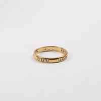 high end pvd gold finish dainty zirconia stainless steel rings drop shipping