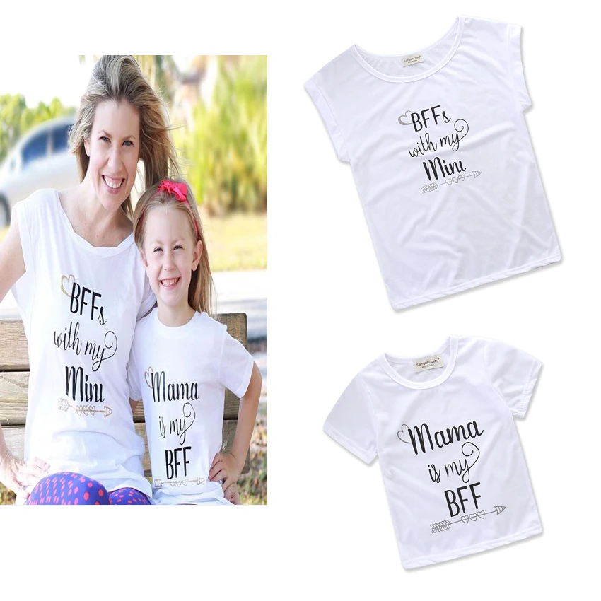 

Daily Brand Family Tops Clothing Mother Parent Child Daughter White Cotton T-shirt Matching Outfit Mom and Daughter Clothes