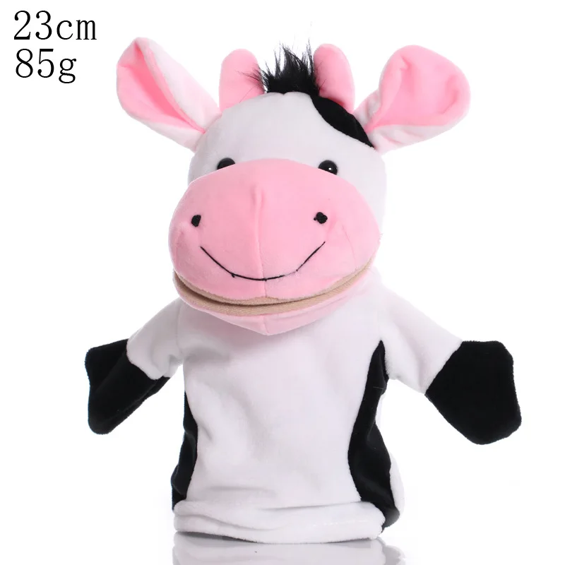 

1pcs 25cm Hand Puppet Cow Animal Plush Toys Baby Educational Hand Puppets Story Pretend Playing Dolls for Kids Children Gifts