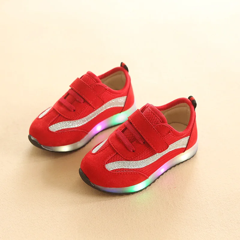 New Soft Bottom LED Mesh Breathable Kids Boys Sneakers Toddler Girls Casual Sports Shoes Childrens Light Coconut | Детская одежда и